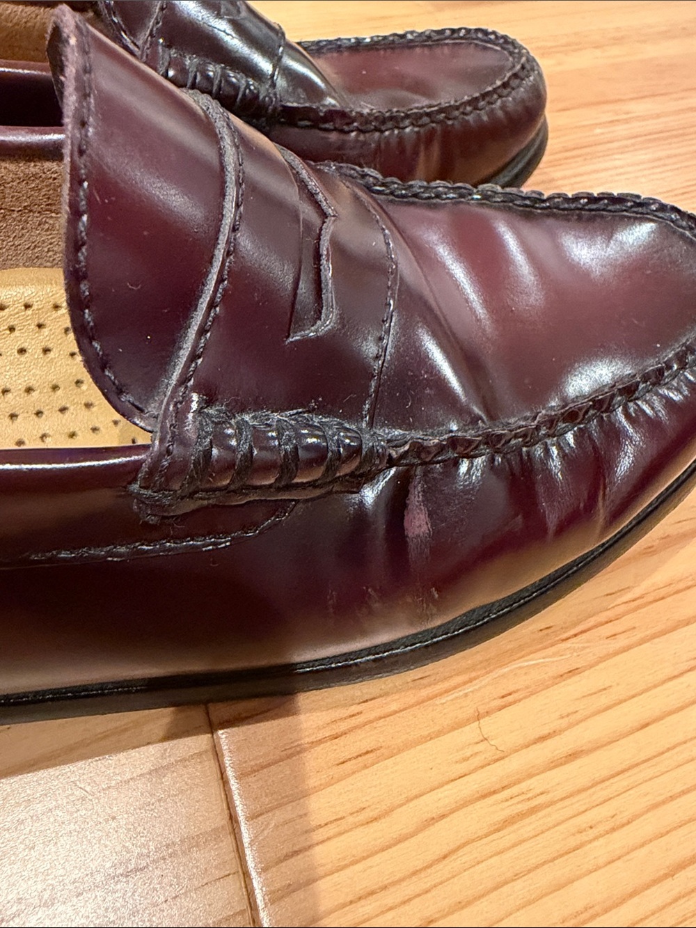 G. H. Bass & Co. Diane Women’s Burgundy Leather Penny Loafers - Picture 3 of 8